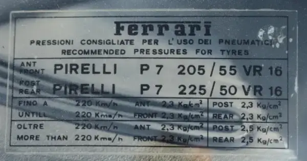 1979 Ferrari 308 GTB on 225/50 YR 16 PIRELLI CINTURATO P7 Tires